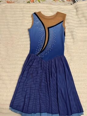 Adult medium Blue spangle Figure Skating/Dance Costume Dress